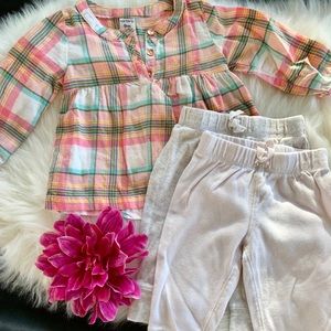 Carters girls flannel and pants